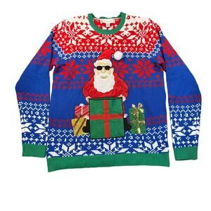 Jolly Sweaters Christmas Sweater Mens Large Santa Clause Holiday Ugly Festive